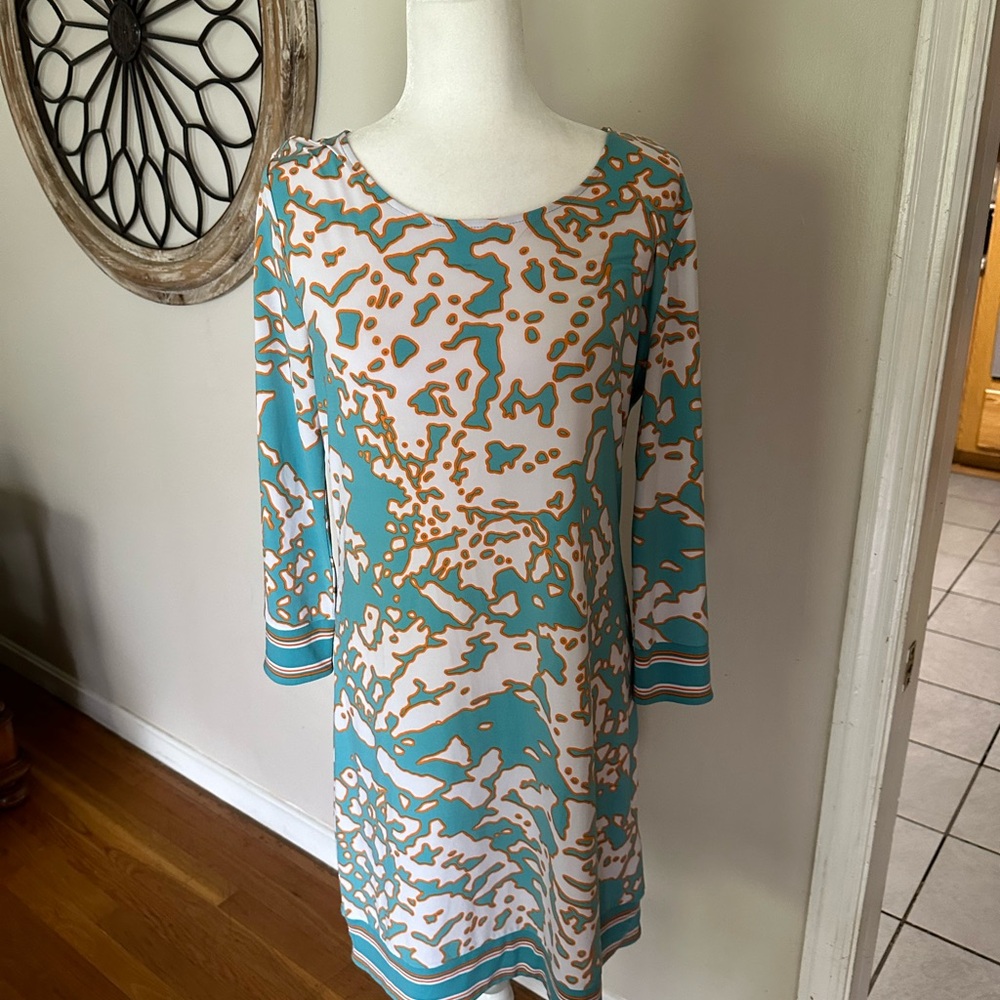 MICHAEL🌊Michael Kors Aegean Aqua Sheath Dress, size Large, 🆕
